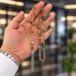 Kahverengi Kesme Özel Püsküllü Kehribar Tesbih